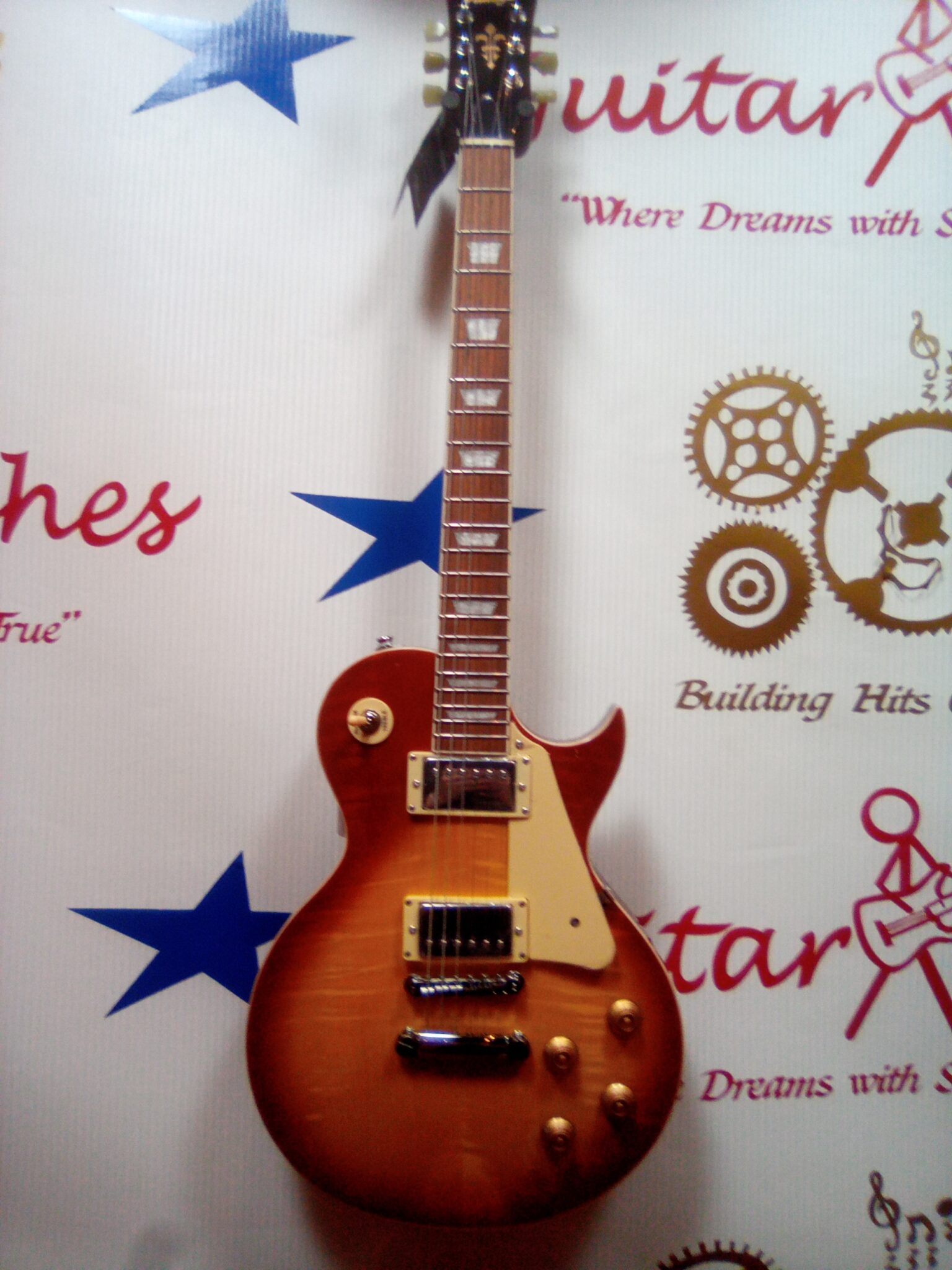 Brand New Vintage V100 HB Flame Top Honey Burst Guitar Wishes